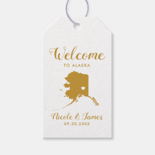 Alaska Map Wedding Welcome Bag Gold Geschenkanhänger