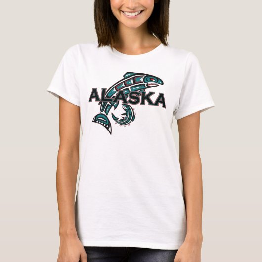 Alaska mit Lachs T-Shirt (Vorderseite)