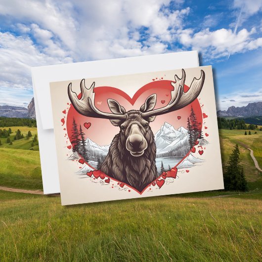 Alaska Moose Herzlicher Gebirgshang Postkarte