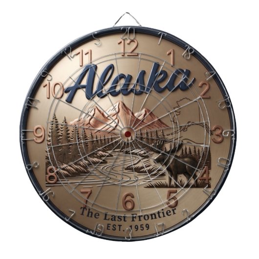 Alaska Moose & Mountain River Bronze Dartscheibe (vorne)