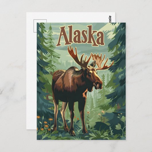 Alaska Moose Postkarte (Vorne/Hinten)