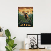 Alaska Moose - Vintage Wildnis Poster (Heimbüro)