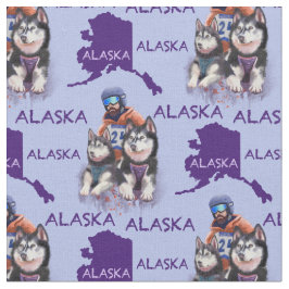 Alaska Musher und seine Hunde Stoff
