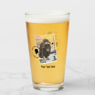 Alaska Muskox Postage Briefmarke Souvenir Glas