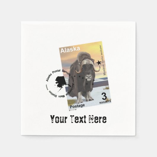 Alaska Muskox Postage Briefmarke Souvenir Serviette (Vorderseite)