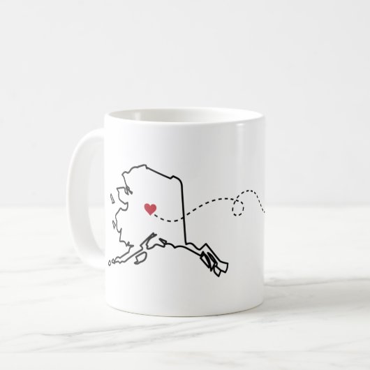 Alaska nach New Jersey - Heart2Heart Kaffeetasse (Vorderseite Links)