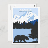 Alaska Nature Bear Blue Vintage Reiseplaner Postkarte (Vorne/Hinten)