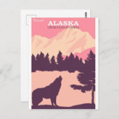 Alaska Nature Wolf Pink Vintage Reiseplaner Post Postkarte (Vorne/Hinten)