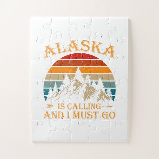 Alaska nennt Retro Vintage Berge Natur Puzzle (Vertikal)