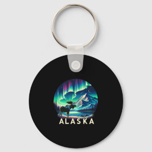 Alaska Nördliche Lichter Aurora Betrachtung Elch F Schlüsselanhänger