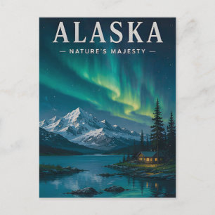 ✨ Alaska Nördliche Lichter Berg Nacht 🌌 Postkarte