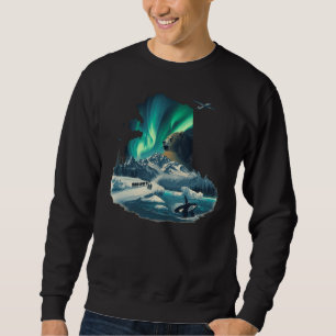 Alaska Nördliches Licht Grizzlybär & Orca Sweatshirt