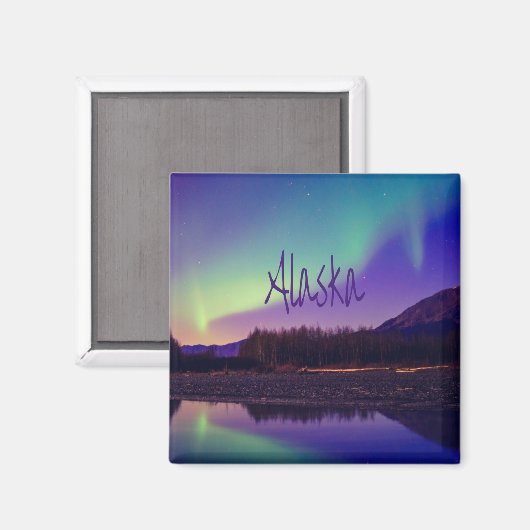 Alaska Nordlichter - See Magnet (Vorderseite/Rückseite)