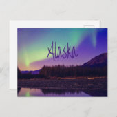Alaska Nordlichter - See Postkarte (Vorne/Hinten)