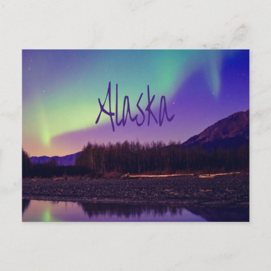 Alaska Nordlichter - See Postkarte (Vorderseite)