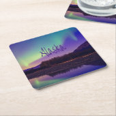 Alaska Nordlichter - See Rechteckiger Pappuntersetzer (angewinkelt)