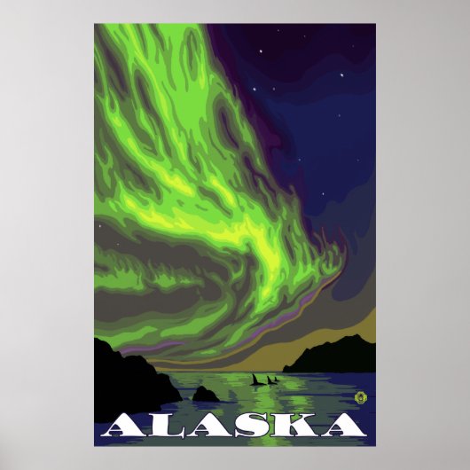 Alaska - Nordlichter und Orcas Poster (Vorne)