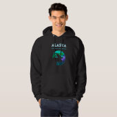 Alaska Northern Lights T Alaskan Elche mit Aurora Hoodie (Vorne ganz)
