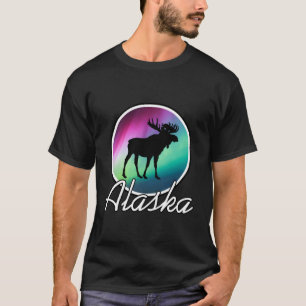 Alaska Northern Lights T - Shirt Alaskan Moose Aur