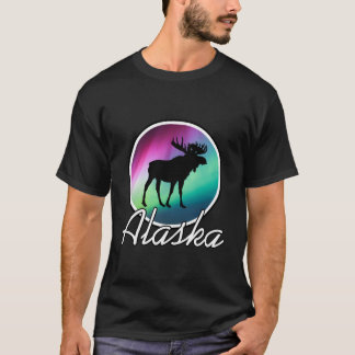 Alaska Northern Lights T - Shirt Alaskan Moose Aur