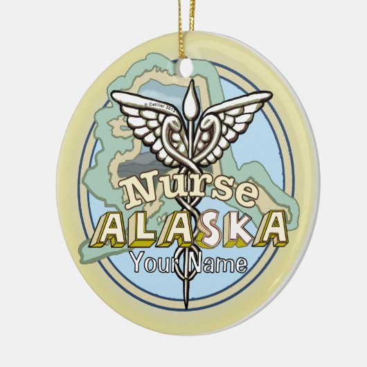 Alaska Nurse Caduceus Keramik Ornament (Links)