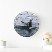 Alaska Orca Whale Ocean Foto Große Wanduhr (Zuhause)