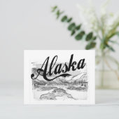 Alaska Pencil Sketch Postkarte (Stehend Vorderseite)