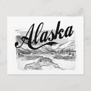 Alaska Pencil Sketch Postkarte