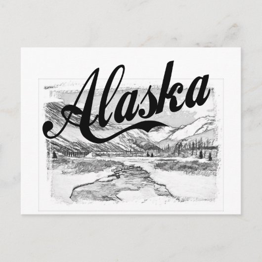 Alaska Pencil Sketch Postkarte (Vorderseite)