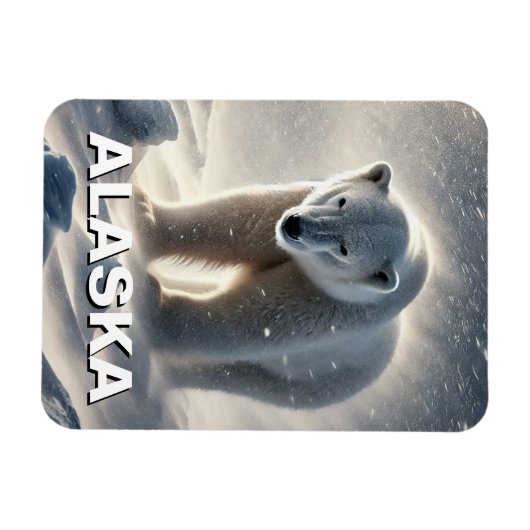 Alaska Polar Bear Snowstorm Magnet (Horizontal)
