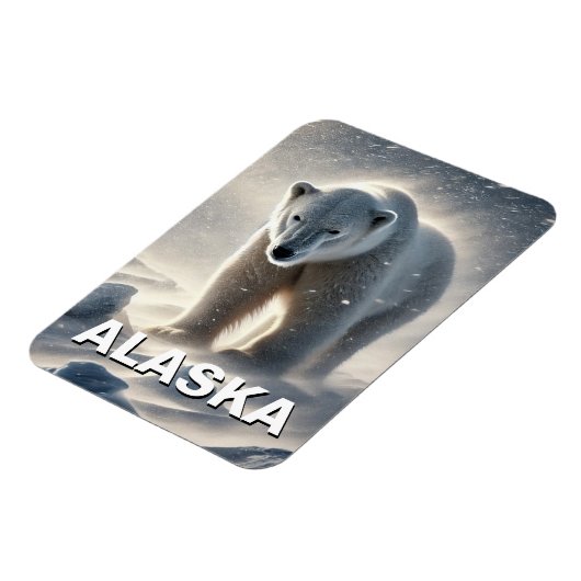 Alaska Polar Bear Snowstorm Magnet (Linke Seite)