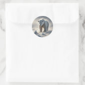 Alaska Polar Bear Snowstorm Runder Aufkleber (Tasche)