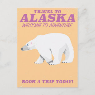 Alaska Polar Bear Vintage Reiseplakat Postkarte