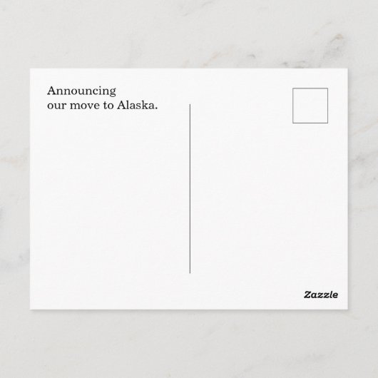 Alaska Postkarte (Rückseite)