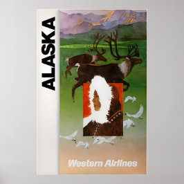 Alaska Print Western Airlines Travel Poster Alaska