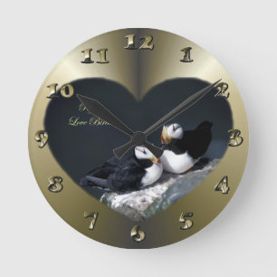 Alaska Puffins Feathered Colorful Birds Runde Wanduhr