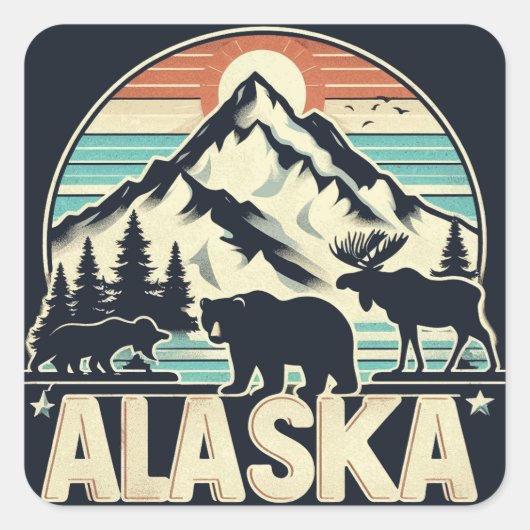 Alaska Quadratischer Aufkleber (Vorderseite)