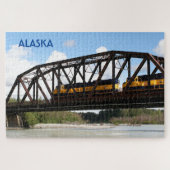 Alaska Railroad locomotive engine and bridge Jigsa Puzzle (Horizontal)