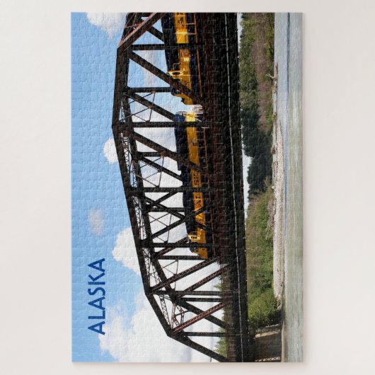 Alaska Railroad locomotive engine and bridge Jigsa Puzzle (Vertikal)