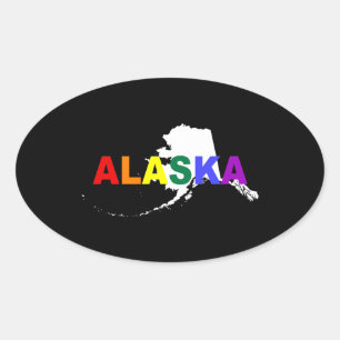 Alaska Rainbow Staat 2 Ovaler Aufkleber