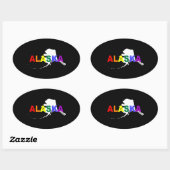 Alaska Rainbow Staat 2 Ovaler Aufkleber (Blatt)
