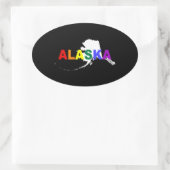 Alaska Rainbow Staat 2 Ovaler Aufkleber (Tasche)