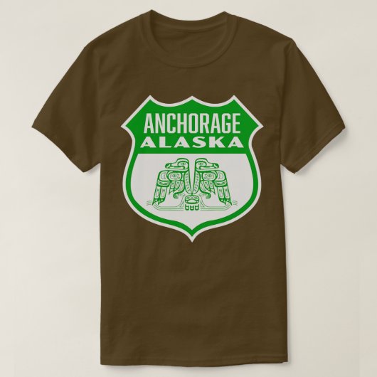 Alaska Retro Bird Shield Green T-Shirt (Design vorne)