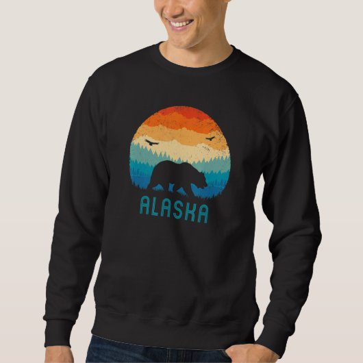 Alaska Retro Grizzly Bär Vintag Alaskan Mountain Sweatshirt (Vorderseite)