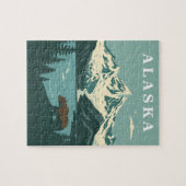 Alaska Retro Reise Grizzlybär Puzzle (Horizontal)
