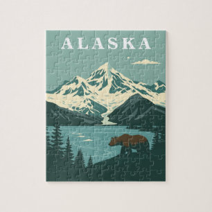 Alaska Retro Reise Grizzlybär Puzzle