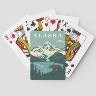 Alaska Retro Reise Grizzlybär Spielkarten