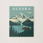 Alaska Retro Travel Grizzly Bear Puzzle (Vertikal)