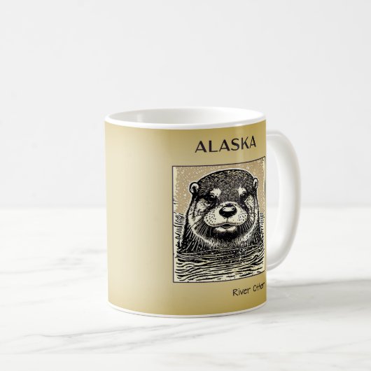 Alaska River Otter Portrait Coffee Tasse-Tan Kaffeetasse (VorderseiteRechts)