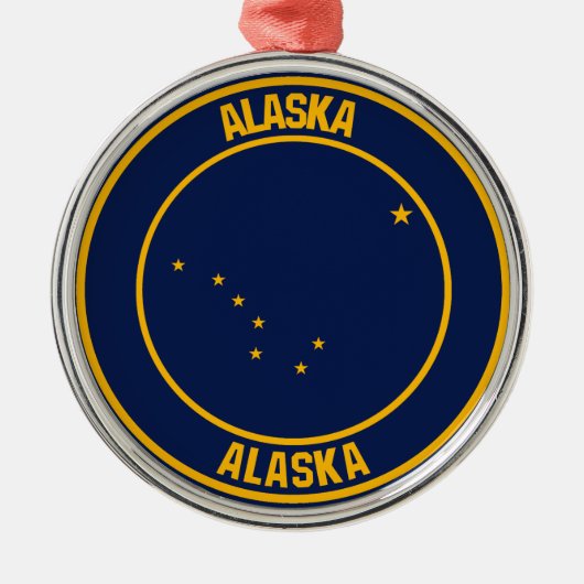 Alaska Round Emblem Ornament Aus Metall (Vorne)